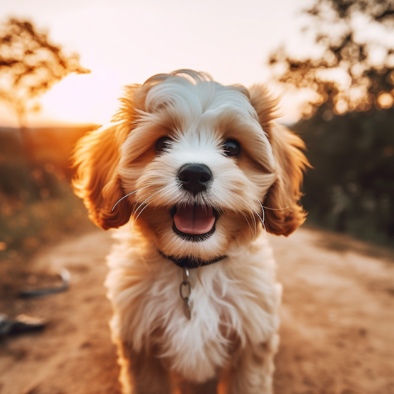 Cheerful Cavachon Puppy outside Cheerful Cavachon Puppy